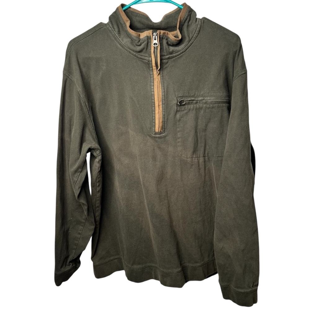 Cabela's Pullover Sweater Men L Long Sleeve Casual Cotton Workwear Outdoor Green